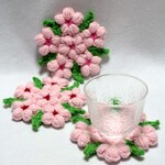 三種さくらの花のエコたわし&コースター　3枚セット（1重タイプ）