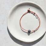 Fuji Lava Stone × 古代瑪瑙 ストリングブレスレット 赤朽葉色 紐 /富士山溶岩ブレスレット2022