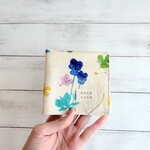 再販】受注製作】数量限定】名入れ可＊野花＊コットンリネン+オーガニックコットンのガーゼハンカチ