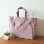 *新作*【ポケットいっぱい*デイリートート】スモーキーピンク*ヴィンテージ加工8号帆布*