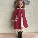 リカちゃん・ブライス服(レース衿のコート)
