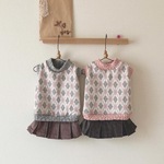 アーガイル柄ワンピ(ピンクグレー)　　犬服(送料込み価格)