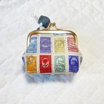 輸入生地の切手模様⭐️マチ広めのがま口財布