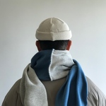 【2 tone muffler】ユニセックス / スモークブルー×オートミール