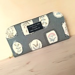 お花の展覧会🖤軽い長財布🖤グレー♪通帳ケース♪財布♬