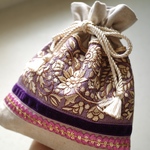 インド刺繍リボン巾着　ポーチ(169)