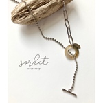 mix chain ×shell ∴mantel silver necklace