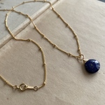 14kgf ラピスラズリ×ステーションチェーン ネックレス