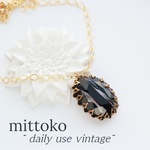 【オーバル】カシスと銀箔のネックレス　ヴィンテージ　ビンテージ