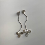 No.148  / スネーク　チェーン　ケシパール　ピアス　イヤリング　ウェディング  ブライダル  結婚式　大ぶり　ブライダルアクセサリー　シルバー　ウェディング　淡水パール　シンプル　お呼ばれ　