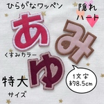 くすみカラーのひらがなワッペン＊隠れハート＊特大