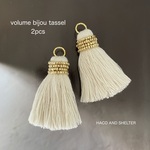 【再入荷】2pcs★volume bijou tassel・vanilla（大きなタッセルチャーム）