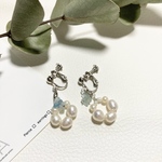 新作　aquamarine × flesh perl earrings アクアマリン×高級淡水パール　イヤリング