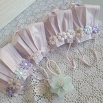 (再販)【新作】大人かわいい💕不織布マスク用ブルー&パープル系カラーレース系一枚仕立てのプリーツインナーマスク　ノーズワイヤー入り