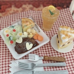 ミニチュア　フェイクフード  ハートのチーズハンバーグ　セット
