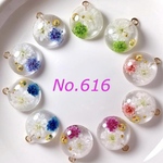 オーダー用となります❀.*･ﾟ◇送料無料◇No.616 チャームトップ♪カン付きレジンパーツ 直径15ミリ♪押し花・ドライフラワー♪