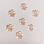 【ピンク】【6個】アクリル　フラワー　カボション　パール付き　アクセサリーパーツ　ハンドメイド　DIY