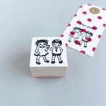男の子と女の子の仲良しスタンプ