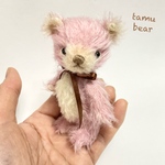 9.5cm ほわほわピンクのチビくま ちゃん テディベア  Tamubear