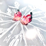 キラキラ ピンクの 薔薇 猫 ちゃん ♡ ピアス　イヤリング　マスクチャーム　からお選びいただけます