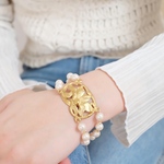 【chimie vintage】vintage perl＆ brass flower bracelet