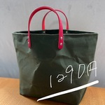 大きめパラフィン帆布トートバッグ　革持ち手　mos.あ