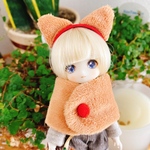 オビツ11 稲荷ケープ 1/12  ミニチュア ドール服 ハニーベア 狐色