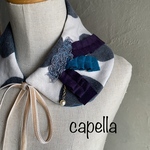 🌟capella🌟1点もの　大人のティペット　ドット柄　大人のつけ襟　引き抜き糸とバイアスリボンがアクセント