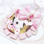 限定♡ケープスタイ首輪🐰アリスうさぎ柄🐰レッドチェック柄×ピンクスエードロゼット♡