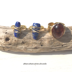 Natural lapis lazuli wire wrapped ring
