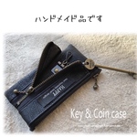 【ハンドメイド】キー＆コインケース (レザー ブラック)：送料込