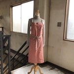 リネンコットン　男女兼用フルエプロン　肩紐バッククロス　