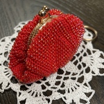 s様ご注文分　　おばあちゃんが作ったキーホルダー付きやや小さいがま口の財布👛
