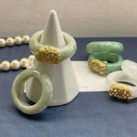 《再販》リング『丸型 マーブルリング•翡翠ライト』【受注生産】✾2サイズ・透かしパーツオプション✾ 指輪 レジン 韓国 大理石 翡翠