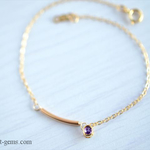 14kgf*アメジスト(3mm ベゼル)＆パイプ ブレスレット