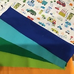 【再2】働く車⭐️色ちっちゃい20×25のみ❤️くれよんタッチ働く車⭐️裏地は可愛いギンガムチエック(コバルトブルー、ターコイズ、グリーン、黄緑、オレンジ)