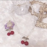 【大人気♡再販♡】　ちゅるんチェリーパールネックレス♡チェリーハートジルコニアリングセット♡量産型