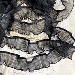 50cm単位 チュールプリーツフリル  ストレッチ 伸縮ブレード 黒 BK220104 ハンドメイド 手芸 素材 材料