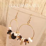 べっ甲ビーズとブラックシェルピアス
