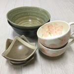 【norisan様ご予約品】ｽｰﾌﾟｶｯﾌﾟ(さくら手描き）＆丼ぶりペア（陶器）　