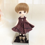 a赤チェックワンピース_全円スカート【ねんどろいど/オビツ11】