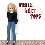 リカちゃん  フリル付きニットトップス黒 着せ替え服 ブライス