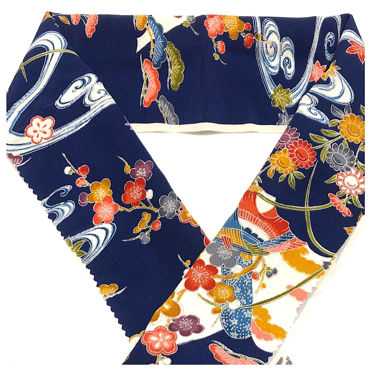美品 名古屋帯 花紋様 赤 正絹 お太鼓柄 金糸 銀糸 - りゆ