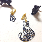 切り絵＊桜猫.お座り イヤリングorピアス