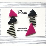 --new-- ▲▽ flag pink×border３連 ▲ dangle ▽▲ 