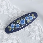 大人可愛い blue rose 刺繍パッチンピンA