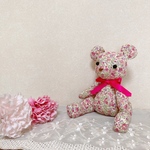 くまのぬいぐるみ🧸可愛い 花柄 世界にひとつだけ　オリジナル