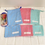 【3色選択】給食2点セット☆巾着袋（カトラリー入れ）とナフキン☆お名前タグ付き☆片ひも対応可