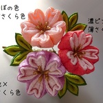 ｍｉ0***様ご依頼品（藤色入り）　藤・濃ピンク・曙 桜のクリップ髪飾り （つまみ細工）