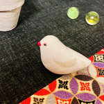 <限定>文鳥ホワイトmodel鳥オブジェ+麻呂鳥ポストカード等セット